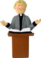 Minister Male Blonde Personalized Christmas Tree Ornament