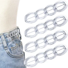 4 Sets Chain Pant Waist Tightener, Adjustable Jeans Button for Loose Jeans, N...