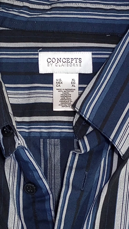 Camisa Concepts By Claiborne Para Hombres XL Manga Larga Para Hombre Azul Algodón Foto 2 de 3