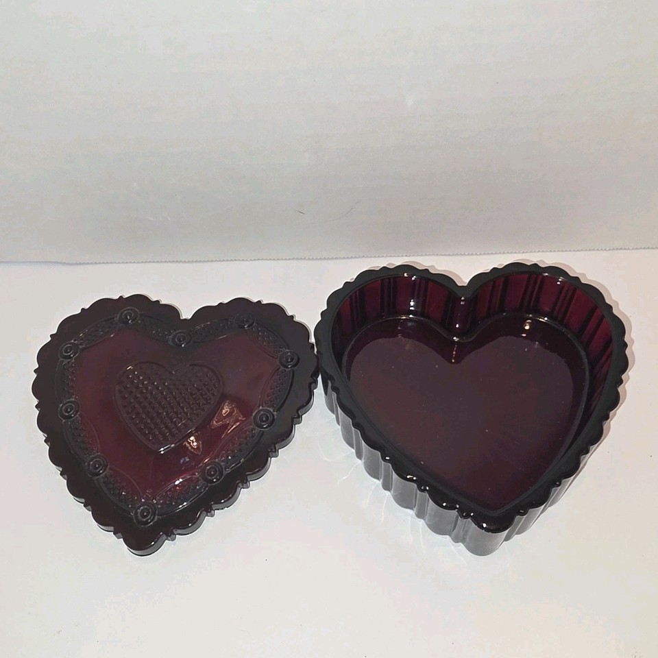 Vintage 1876 Cape Cod Collection Avon Ruby Red Glass Heart Shape ...