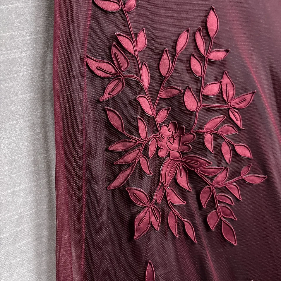 Falda Vintage Chetta B 14 Borgoña Maxi Tul Floral Noche Formal Vacaciones Encaje Foto 3 de 4