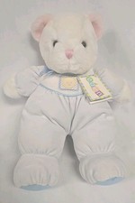 Vintage Eden White/Blue Velour ABC Plush 13  Teddy Bear 1990s Lovey HTF