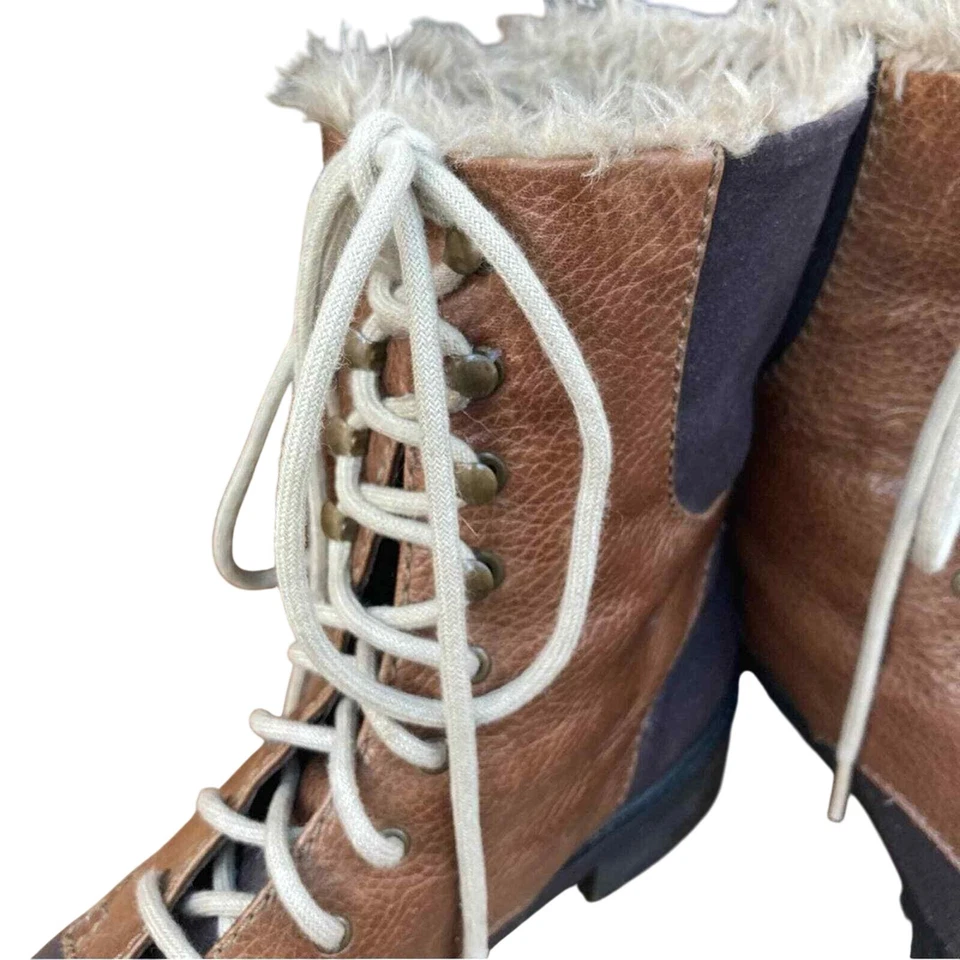 7 Для всего человечества ботинки размер 10 работы носить moto коричневый искусственной стрижки на шнуровке - Изображение 3 из 4