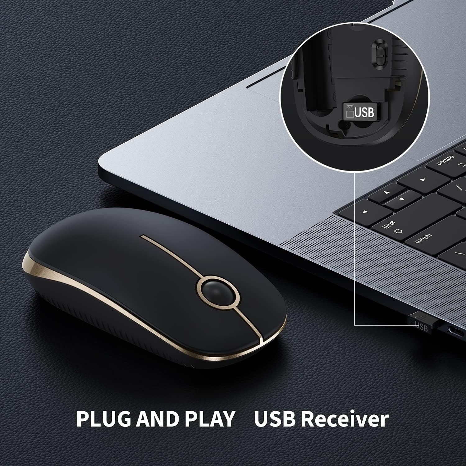 VssoPlor Wireless Mouse, 2.4G Slim Portable Computer Mice with Nano Receiver for