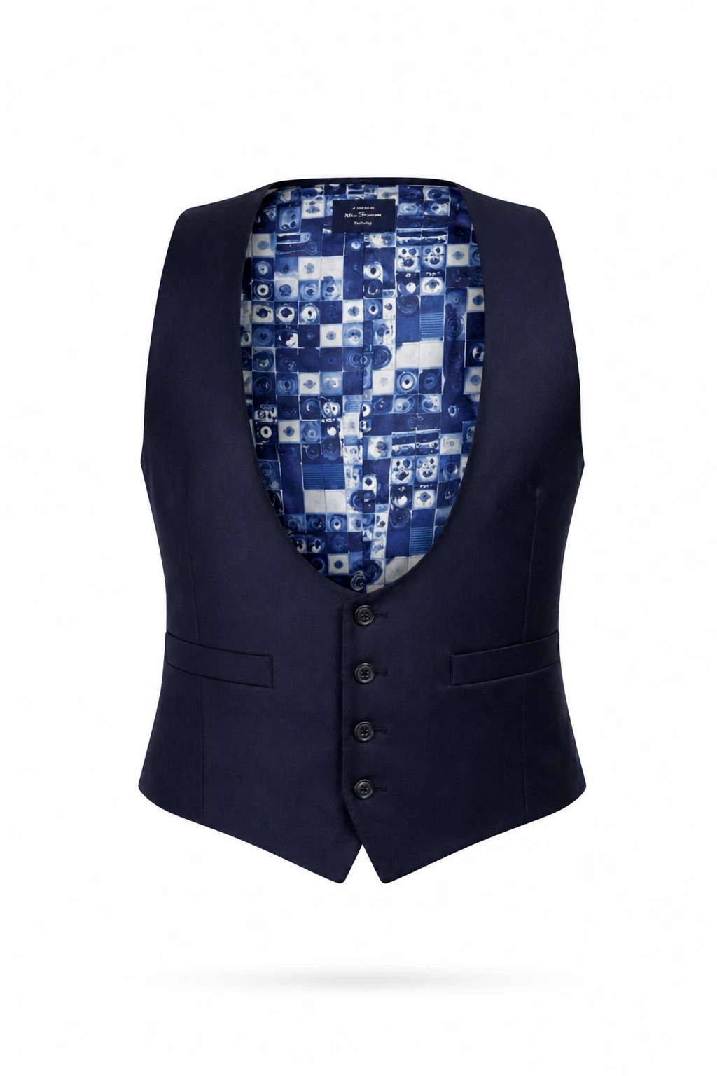 Ben Sherman Blue Scooped Waistcoat Slim Fit Vest 100% Wool Scoop Low Cut Formal
