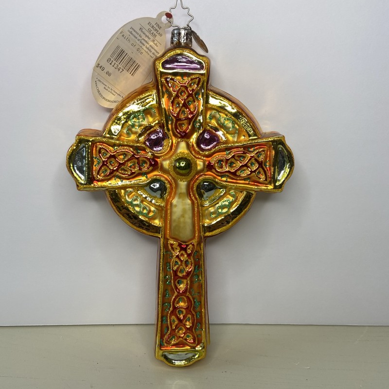 Christopher Radko Faith of Old Celtic Cross Blown Glass Ornament
