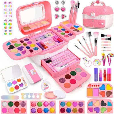 AUNEY 80 PCS Kids Makeup Kit for 5 6 7 8 Years Old Unicorn Girls Toy for Little Gir...