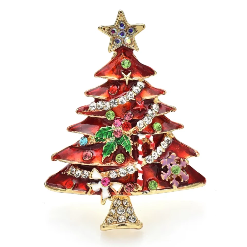 Broche Insignia Prendedor Vintage Lujo Brillante Estrás Vibrante Árbol de Navidad Regalo Foto 2 de 4