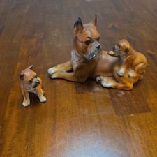 Boxer Dog and Puppy Figurine Japan Bone China Vintage Set