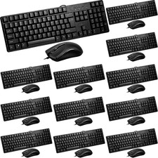 24 Pcs USB Wired Keyboard and Mouse 12 Wired Mouse 12 Corded Full Size Keyboard