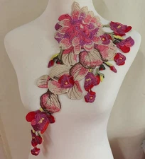 1pcs Beautiful Flower Large Water Soluble Embroideried Fabric National Trend ...