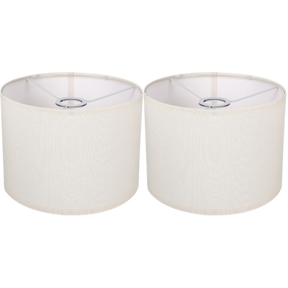 Homoyoyo Paralume In Tessuto Lino Beige/Bianco – 26,5 Cm, Per Lampada Tavolo, Attacco E27, Stile Country