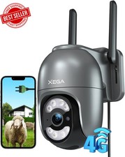 4G LTE Security Camera Outdoor SIM Card 2K Plug in Wired IP PTZ CCTV Tracking UK