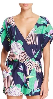 Trina Turk Romper XS Shorts Tropical  Midnight Paradise  Short Sleeve