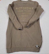 Superdry Olive Green/Dark Beige Gold Stud Graphic Sweatshirt Dress Women's