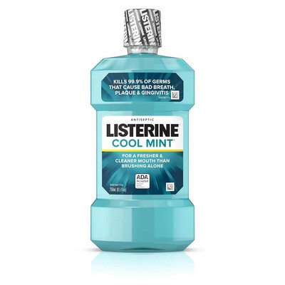 Listerine Cool Mint Antiseptic Mouthwash for Bad Breath, Plaque and Gingivitis,