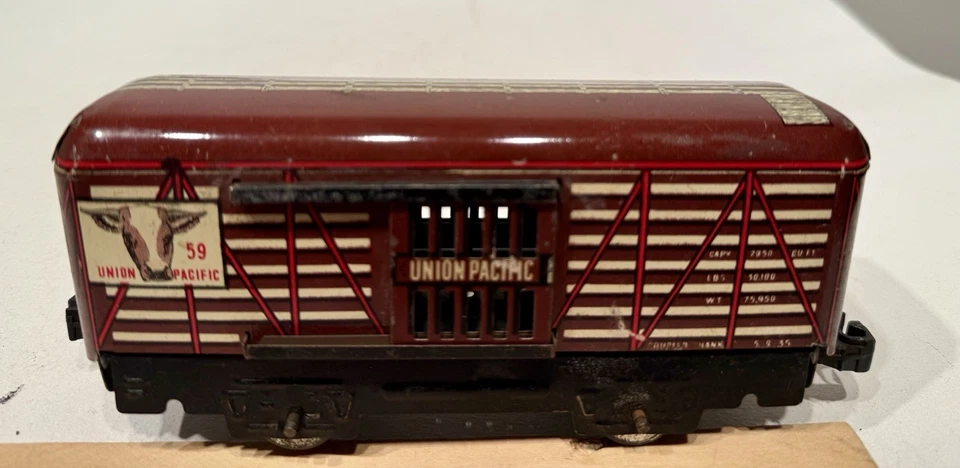 Marx 59 U.P. Stock Car - 6 inch / 4 Wheel / Plastic Knuckle Couplers - Image 2 of 4