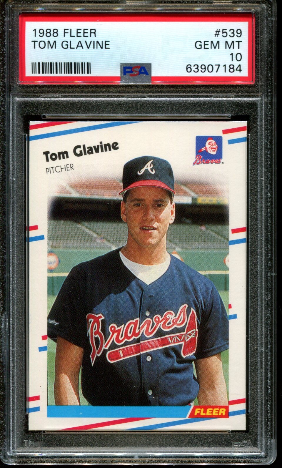 1988 FLEER #539 TOM GLAVINE RC BRAVES HOF PSA 10