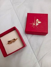 Hallmarked Gold Band Ring Size T 1/2 No Stone Gold Tone Gift Box Included