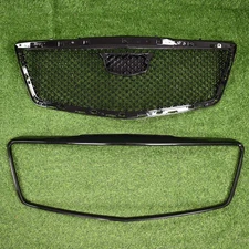 For 2014-2019 Cadillac CTS Sedan Front Bumper Upper Grille W/ Trim Glossy Black