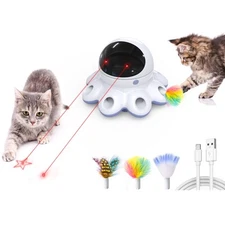 Cat Laser Toy, 2-in-1 Interactive Automatic Motion Activated Moving 8 Holes W...
