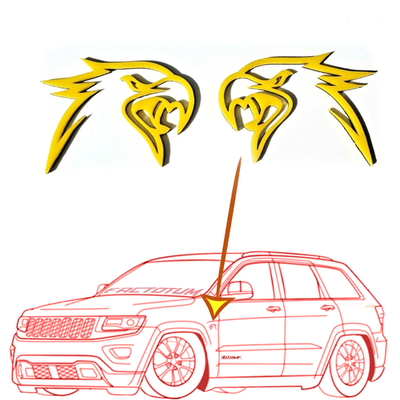 #ad 2 Yellow HellHawk Emblems fits Jeep Trackhawk SRT Grand Cherokee wk2 Track Hawk $31.90