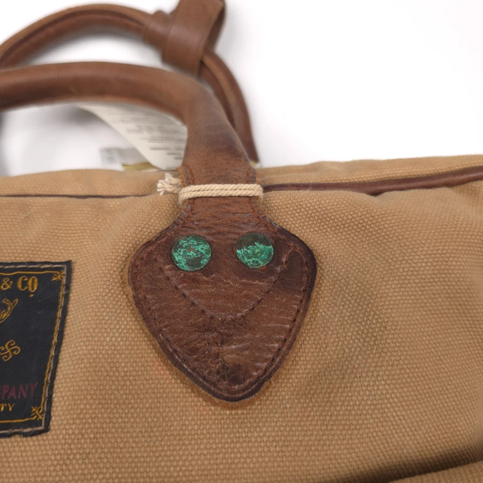 RRL двойной RL мужской желтовато-коричневый и коричневый кожаный отделки холст портфель - Изображение 3 из 4