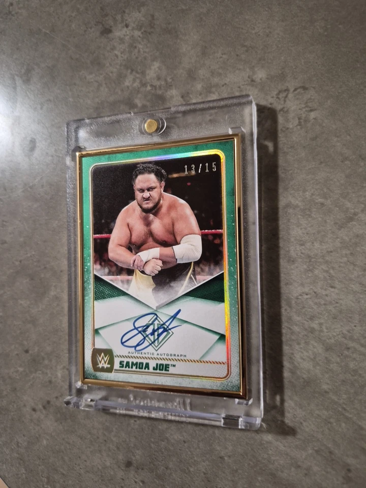 2020 Topps WWE Transcendent Auto SAMOA JOE Gold Framed 13/15 AUTOGRAPH GREEN - Image 3 of 4