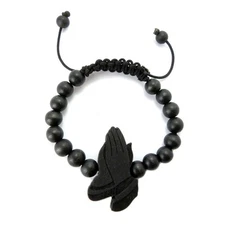Good Quality Wood PRAYING HANDS Pendant Adjustable Hip Hop Wood Bracelet FWB23