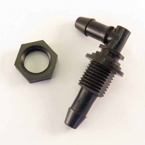 (10) 1/4" Hose Barb Thru-Panel Nylon Elbow Adapter Fittings with Nylon Hex Nut - Picture 3 of 3