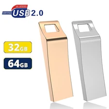 Kootion USB 2.0 2PCS 32GB 64GB Metal Waterproof Flash Drives Gold +Silver Color 