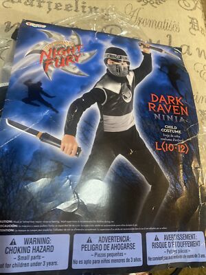 Kid's Dark Raven Ninja Halloween Costume Jumpsuit ONLY!!!Size 10-12 Child