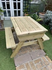 Hand Made Children's Outdoor Picnic Table Bench Sand Pit