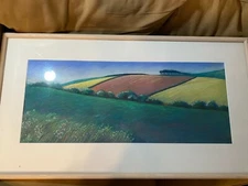 Large Barbara Zucker 1999 "Near Hexam" Pastel Painting - Signed And Framed 