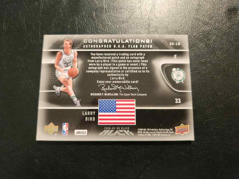 LARRY BIRD 2008/09 UD BLACK FLAG PATCH AUTOGRAPH /33 AUTO INSERT ｜NBA