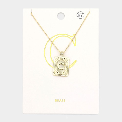 Monogram Necklace Gothic Rectangle 