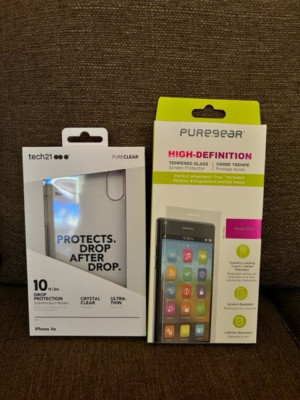 Tech21 Pure Clear Case Cover for Apple iPhone XR 6.1inch Clear & Tempered GLASS