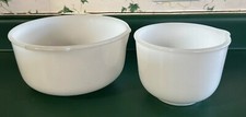 Glasbake 6.5" 20 #CJ & 9.5" #3 For Sunbeam Milk Glass Mixing Bowls Made In USA