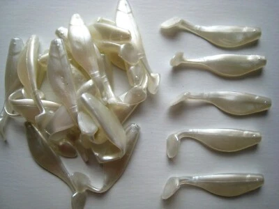 DOLITTLE & FISHMORE 80 pack - 4" Paddle Tail SHAD - PEARL - Paddle Tail Swim Bait - USA