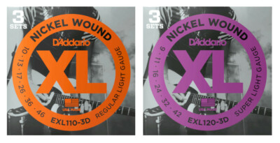 D'Addario XL-Serie - 3er Pack E-Gitarrensaiten - EXL110-3D oder EXL120-3D