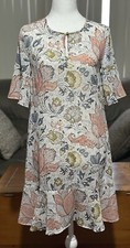 Ann Taylor LOFT Womens Shift Dress Petites Floral Baby Doll Key Hole Boho Sz XS