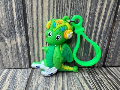 Green Dragon Keychain With Clip-On Rubber Material Fun 3D Cartoon Design Lightwe