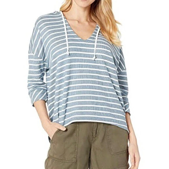 Chaser Women s Striped French Terry Pullover Hoodie Size Large