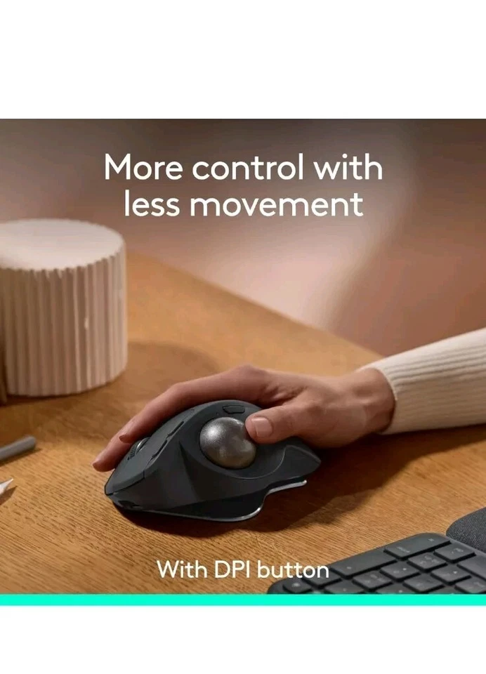 Logitech MX ERGO S Advanced Wireless Trackball Mouse, USB-C Rechargeable Wireles - Image 2 of 4