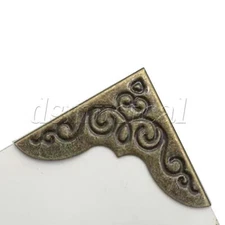 20 Pcs Antique Book Corner Iron Guard Edge Covers 0.91" x 0.91" Bronzy