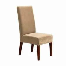 Sure Fit Cream Stretch Pique Short Dining Room Chair 1 Piece Slipcover