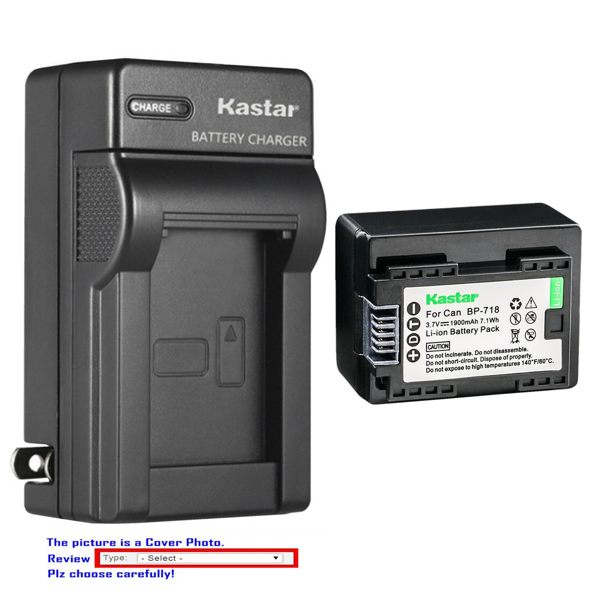 Kastar Battery AC Wall Charger for BP-718 Canon LEGRIA HF M606