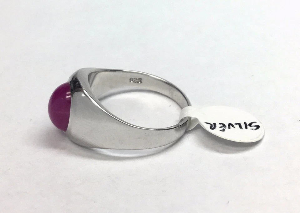 Nuevo anillo de plata esterlina ovalado 10 x 8 mm creado en laboratorio rubí estrella zafiro para hombre Foto 3 de 3