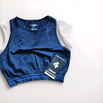 4Laps 4FourLaps Breathe Seamless Sports Bra M/L Midnight Azure Gym/Workout NWT 