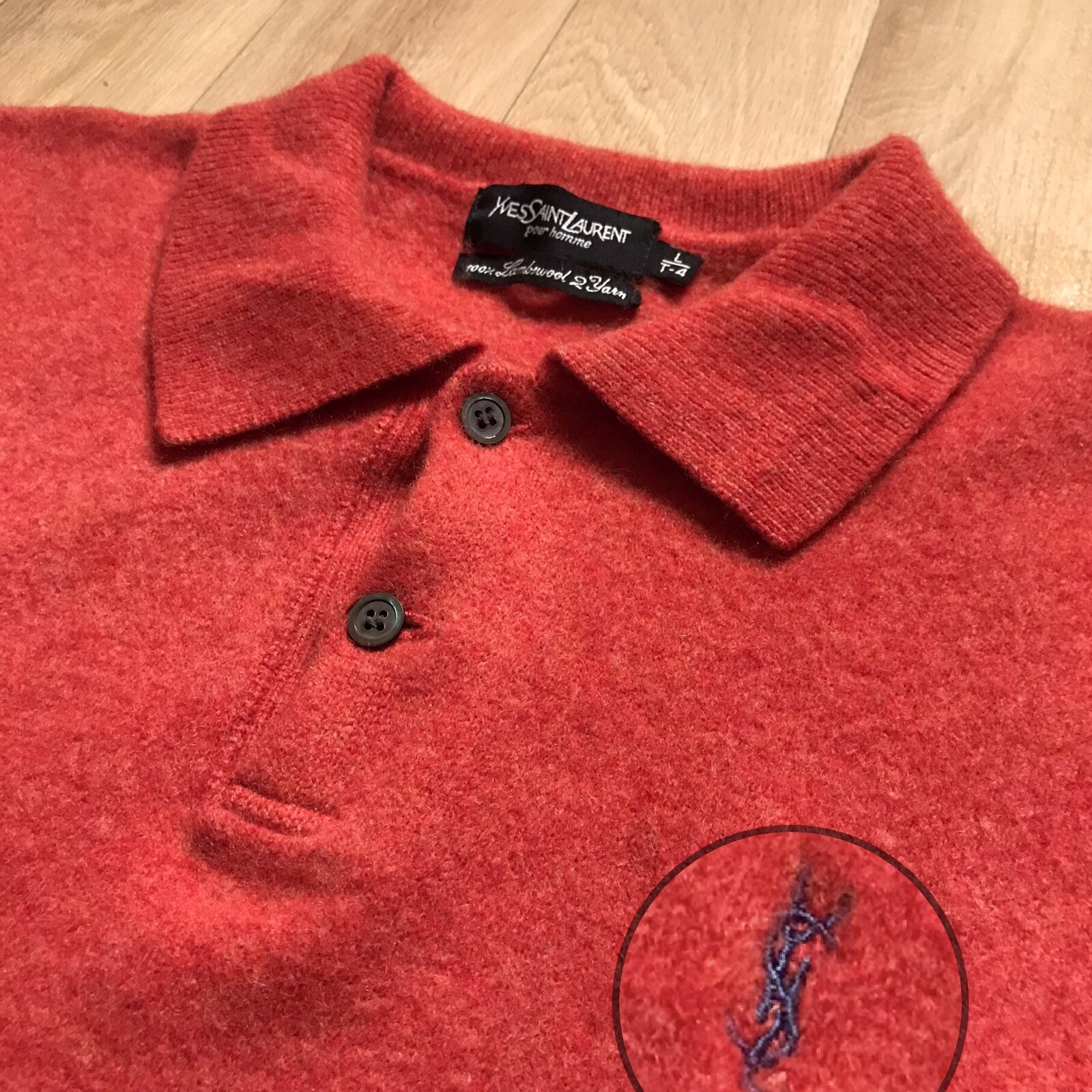 Maglione Yves Saint Laurent YSL Pullover maglione lana agnelli vergine uomo ROSSO taglia M